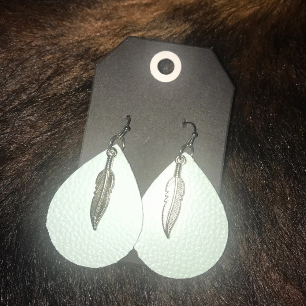 Light Blue leather earrings